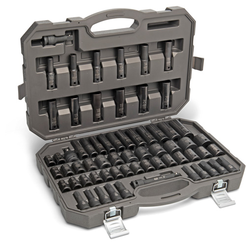 Jeu de douilles maîtresses SAE/m&eacute;triques &agrave; 6 pans, 80 Mcx, Chocs, Prise de 3/8", Profond Moffatt Supply & Specialties