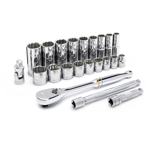 Jeu d'outils pour m&eacute;caniciens &agrave; 12 points SAE, 22 Mcx, Prise de 3/8", Profond Moffatt Supply & Specialties