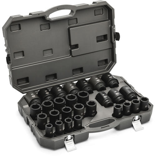 Jeu de douilles m&eacute;triques &agrave; 6 pans, 28 Mcx, Chocs, Prise de 3/4", Profond Moffatt Supply & Specialties