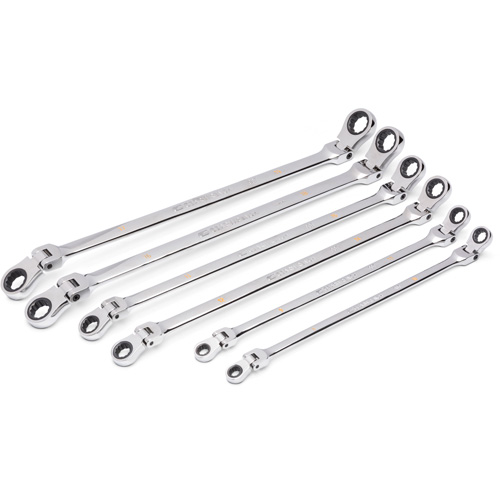 Jeu de cl&eacute;s &agrave; cliquet double m&eacute;triques &agrave; 12 pans et 90 dents Gearbox, T&ecirc;te articul&eacute;e, 6 morceaux, M&eacute;trique Moffatt Supply & Specialties