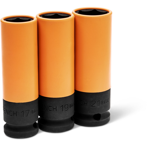 Metric High-Strength Wheel Protector Socket Set, 3 Pcs, Impact, 1/2" Drive Size, Deep Moffatt Supply & Specialties