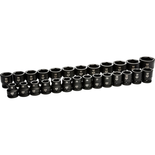 6 Point Metric Socket Set, 26 Pcs, Impact, 3/4" Drive Size Moffatt Supply & Specialties