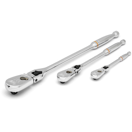 1/4", 3/8" & 1/2" Drive 90-Tooth Locking  Teardrop Ratchet Set Moffatt Supply & Specialties