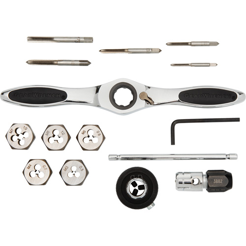 Jeu de tarauds et fili&egrave;res &agrave; cliquet m&eacute;triques, 15 Morcea Moffatt Supply & Specialties