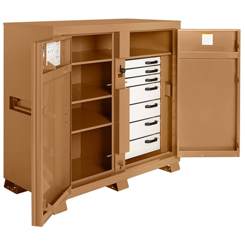Model 112 Jobsite Cabinet with Padlock, Steel, 54.9 Cubic Feet, Tan Moffatt Supply & Specialties