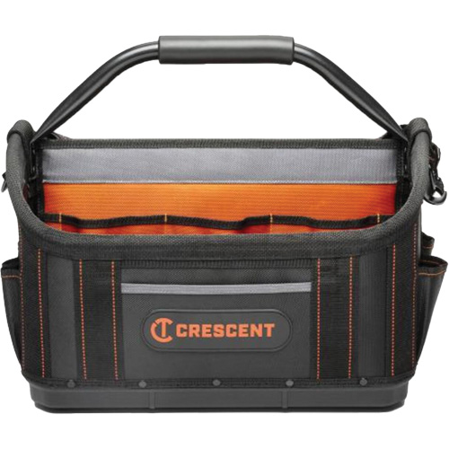 17" Tradesman Open Top Tool Bag, Polyester, 25 Pockets, Black/Orange Moffatt Supply & Specialties