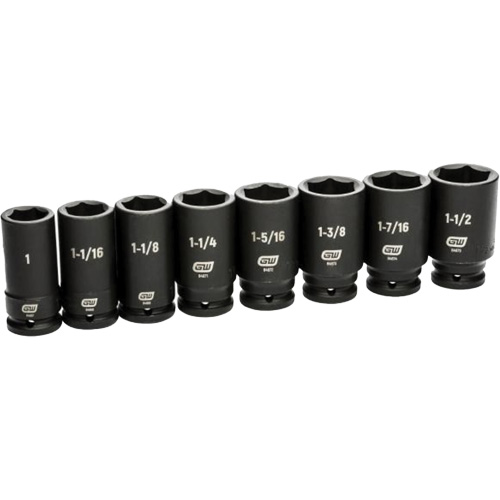 6 Point SAE Socket Set, 8 Pcs, Impact, 3/4" Drive Size, Deep Moffatt Supply & Specialties