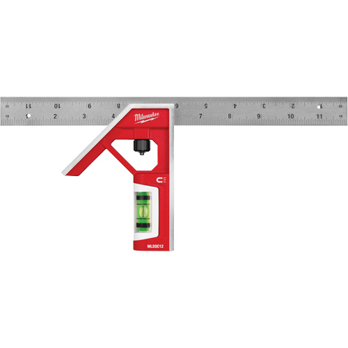 Magnetic Combination Square, 12" L, Stainless Steel, Plain Moffatt Supply & Specialties