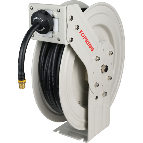 D&eacute;vidoir de tuyau &agrave; rappel automatique &agrave; bras simple de type L MAXREEL avec tuyau en caoutchouc, Air, 3/8" x 50', Tuyau simple, 250 PSI Moffatt Supply & Specialties