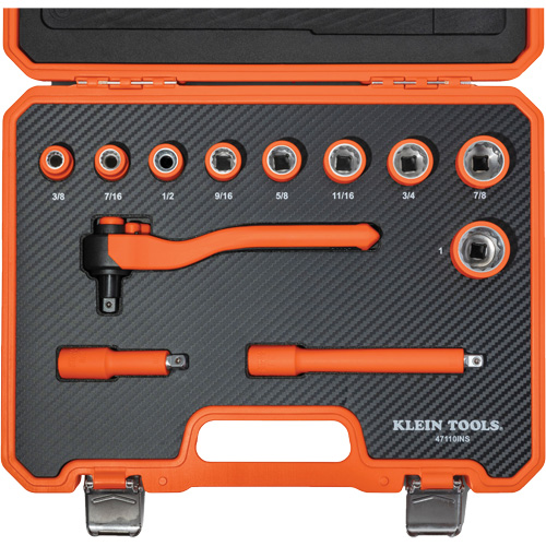 Insulated Ratchet & Socket Set with Case, 1000 V, 12 Pcs Moffatt Supply & Specialties