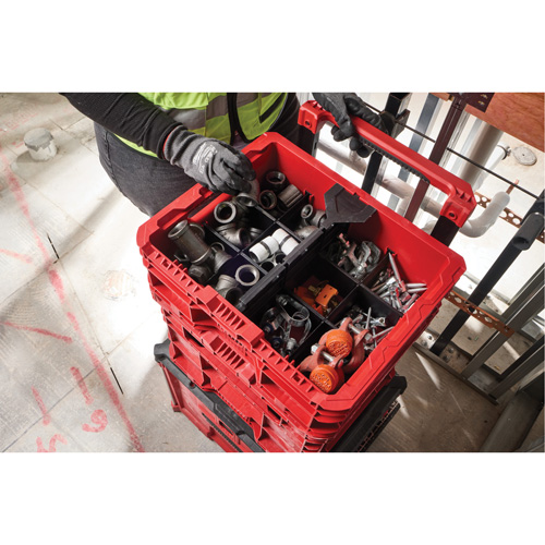 PACKOUT Low-Profile Crate, 15" x 18-5/8" x 6-5/8", Black/Red Moffatt Supply & Specialties