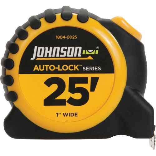 Auto-Lock Power Tape with Steel Belt Clip, 1" x 25', 1/16" Graduations Moffatt Supply & Specialties