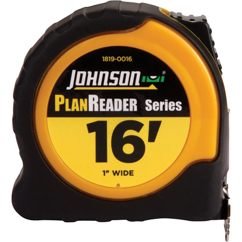 Plan Reader Power Tape with Steel Belt Clip, 1" x 16', 1/16" Graduations Moffatt Supply & Specialties