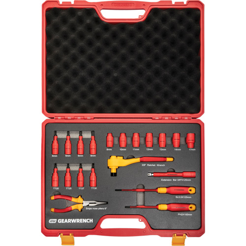 Jeu d'outils isol&eacute;s VDE &agrave; prise 3/8", 1000 V, 20 M Moffatt Supply & Specialties