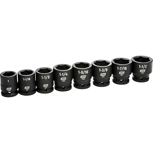 Jeu de douilles SAE &agrave; 6 pans, 8 Mcx, Chocs, Prise de 3/4" Moffatt Supply & Specialties