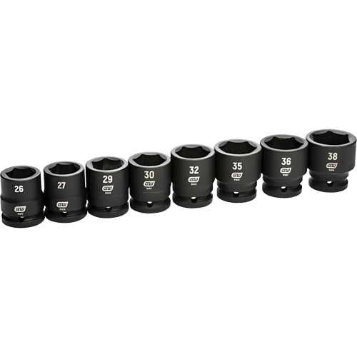 Jeu de douilles m&eacute;triques &agrave; 6 pans, 8 Mcx, Chocs, Prise de 3/4" Moffatt Supply & Specialties