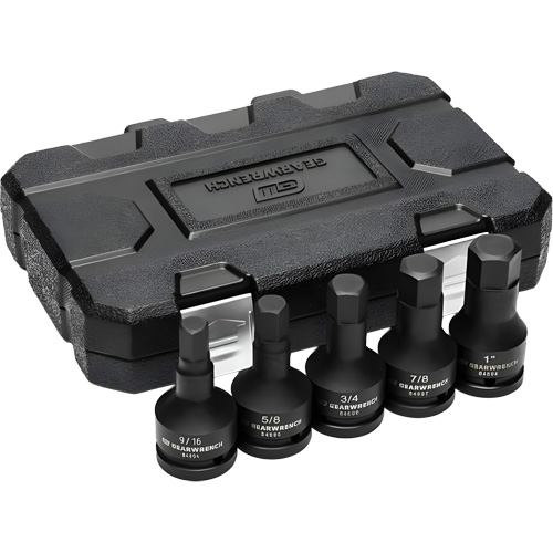 SAE Impact Bit Socket Set with Blow Mold Case, Hex, 3/4" Drive, 5 Pcs Moffatt Supply & Specialties