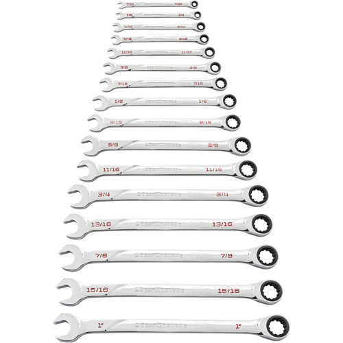 Jeu de cl&eacute;s SAE 120XP Universal Spline XL, Combinaison &agrave; cliquet, 16 morceaux, Imp&eacute;rial Moffatt Supply & Specialties