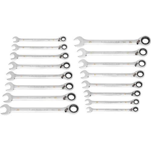 90-Tooth 12-Point Reversible Wrench Set, Ratcheting Box, 16 Pieces, Metric Moffatt Supply & Specialties