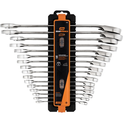 90-Tooth 12-Point Reversible Wrench Set, Ratcheting Box, 16 Pieces, Metric Moffatt Supply & Specialties
