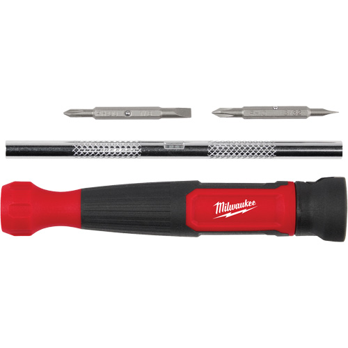Tournevis de pr&eacute;cision 4-en-1 &agrave; embouts multiples avec porte-embout de 1/4", 5-3/4" lo, Prise Coussin&eacute;e Moffatt Supply & Specialties