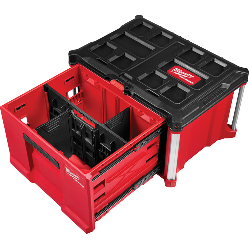PACKOUT Single Drawer Tool Box with 50 lbs. Capacity, 16-3/10" x 22-1/5" x 14-3/10", Black/Red Moffatt Supply & Specialties