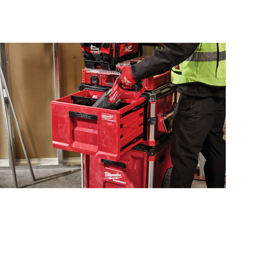 PACKOUT Single Drawer Tool Box with 50 lbs. Capacity, 16-3/10" x 22-1/5" x 14-3/10", Black/Red Moffatt Supply & Specialties