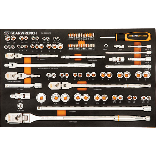 1/4", 3/8" & 1/2" Drive 120XP Mechanics Tool Set in Foam Tray, 89 Pcs Moffatt Supply & Specialties
