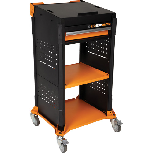 Chariot de travail mobile pour diagnostics, 1 tiroirs, 26" lo x 22-7/10" la x 46" h, Noir/Orange Moffatt Supply & Specialties