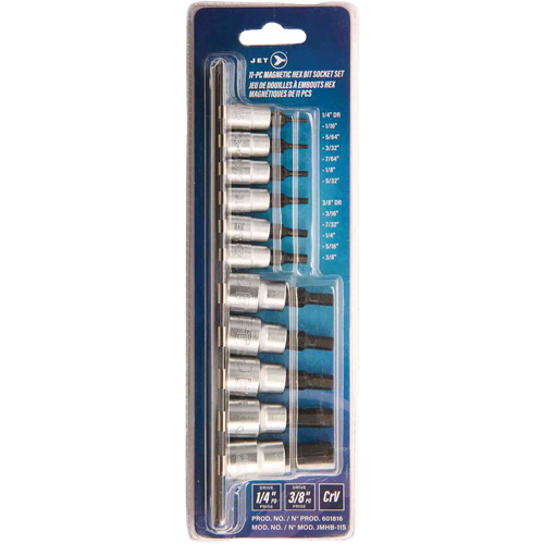 Magnetic SAE Bit Socket Set JMHB-11S, Hex, 1/4"/3/8" Drive, 11 Pcs Moffatt Supply & Specialties