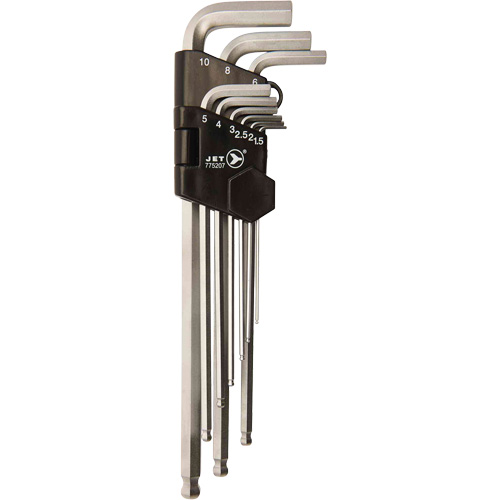Extra-Long Magnetic Ball Nose Hex Key Set JMHK-9ML, 9 Pcs., Metric Moffatt Supply & Specialties