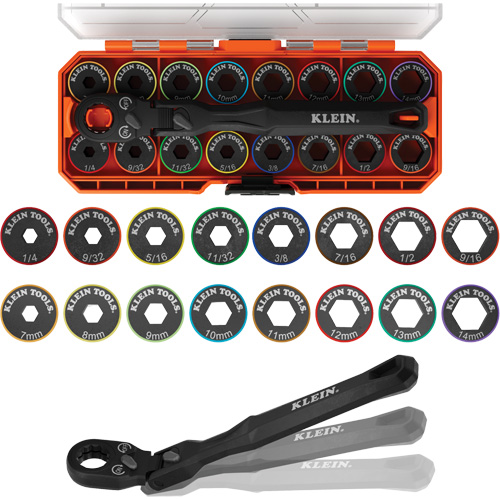 KNECT Ratcheting 17-in-1 Low-Profile Socket Wrench Set, 17 Pcs, Impact, 3/8" Drive Size, Short Moffatt Supply & Specialties
