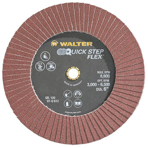 Disque &agrave; lamelles QUICK-STEP FLEX, 6" x Type 29, Grain 120, Oxyde d'aluminium Moffatt Supply & Specialties