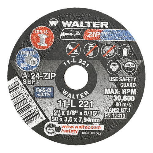 Meules &agrave; tronçonner renforc&eacute;es portatives de petit diam&egrave;tre - Zip, 2" x 1/8", Arbre de 5/16", Type 1, Oxyde d'aluminium, 31000 Tr/min Moffatt Supply & Specialties