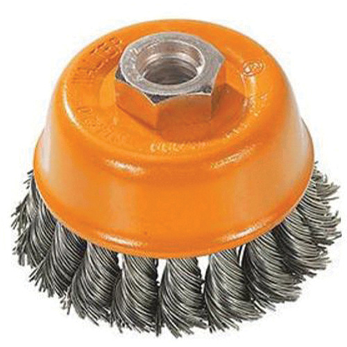 Knot-Twisted Wire Cup Brush, 3" Dia. x M10x1.25 Arbor Moffatt Supply & Specialties