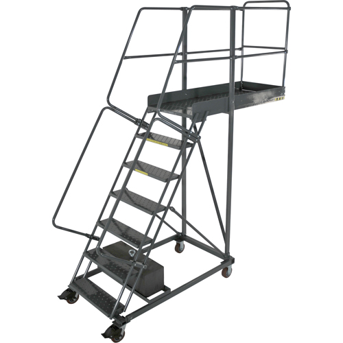 &eacute;chelles roulantes en porte-&agrave;-faux, Non renforc&eacute;, 11 marches, Profondeur de la plateforme 14", Hauteur de la plateforme 110" Moffatt Supply & Specialties
