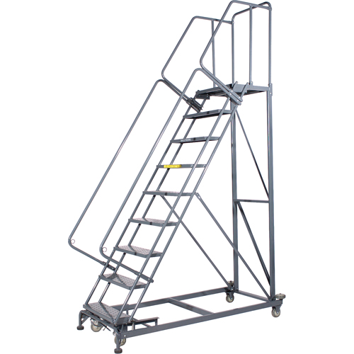 Monster Rolling Ladders, 7 Steps, 24" Step Width, 70" Platform Height, Steel Moffatt Supply & Specialties