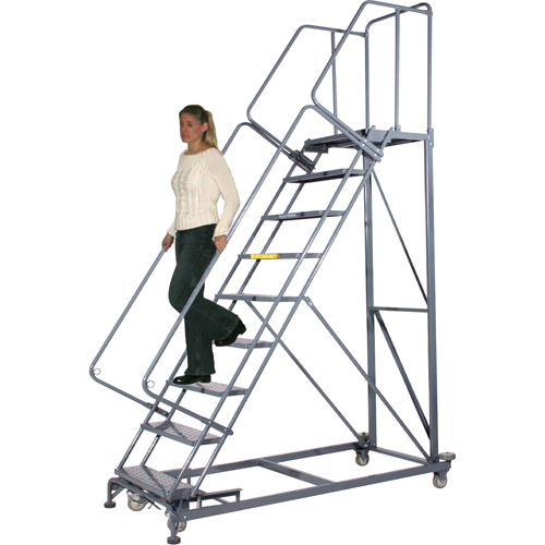 Heavy-Duty Stairway Slope Ladders, 6 Steps, Perforated, 50° Incline, 60" High Moffatt Supply & Specialties