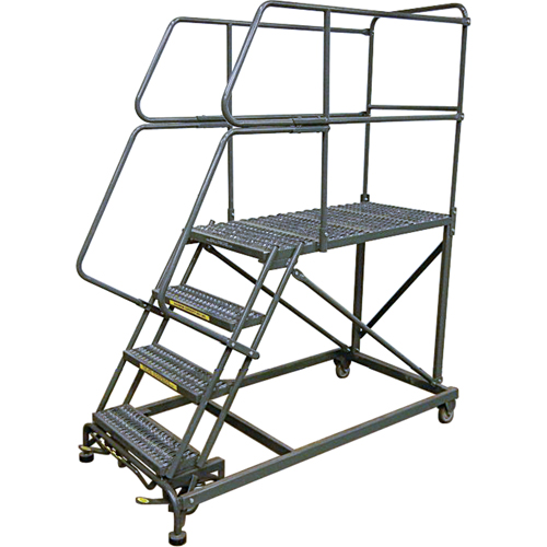 Mobile Work Platforms, Steel, 5 Steps, 50" H, 36" D, 24" Step, Serrated Moffatt Supply & Specialties