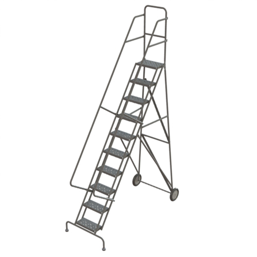 &eacute;chelles roulantes en acier, 10 marches, Largeur de la marche 16", Hauteur de la plateforme 100", Acier Moffatt Supply & Specialties