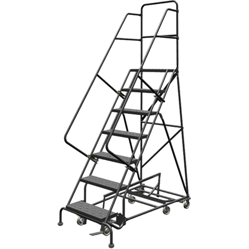 &eacute;chelles roulantes multidirectionnelles, 7 marches, Largeur de la marche 24", Hauteur de la plateforme 70", Acier Moffatt Supply & Specialties