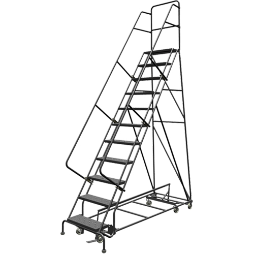 All Directional Rolling Ladder, 11 Steps, 24" Step Width, 110" Platform Height, Steel Moffatt Supply & Specialties