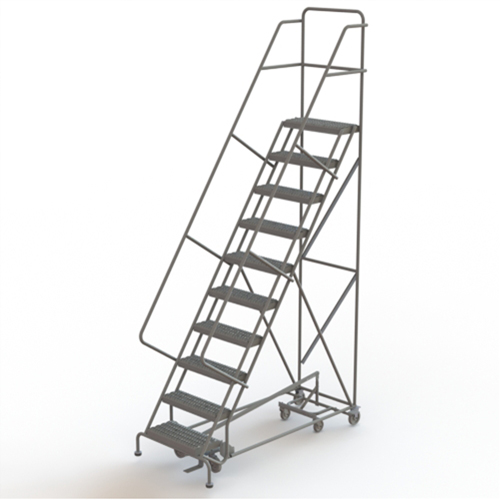 All Directional Rolling Ladder, 10 Steps, 24" Step Width, 100" Platform Height, Steel Moffatt Supply & Specialties