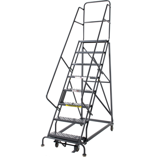 Heavy Duty Rolling Ladder, 8 Steps, 24" Step Width, 80" Platform Height, Steel Moffatt Supply & Specialties