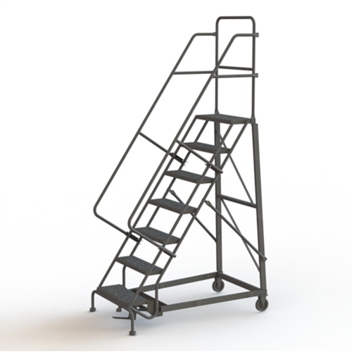 Heavy Duty Rolling Ladder, 7 Steps, 24" Step Width, 70" Platform Height, Steel Moffatt Supply & Specialties