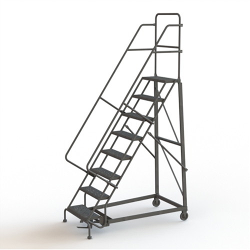 Heavy Duty Rolling Ladder, 8 Steps, 24" Step Width, 80" Platform Height, Steel Moffatt Supply & Specialties