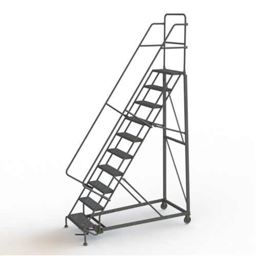 Heavy Duty Rolling Ladder, 10 Steps, 24" Step Width, 100" Platform Height, Steel Moffatt Supply & Specialties