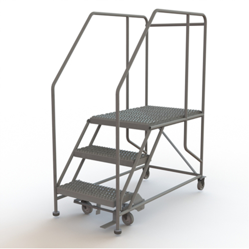 Mobile Work Platform, Steel, 3 Steps, 30" H, 35" D, 24" Step, Serrated Moffatt Supply & Specialties