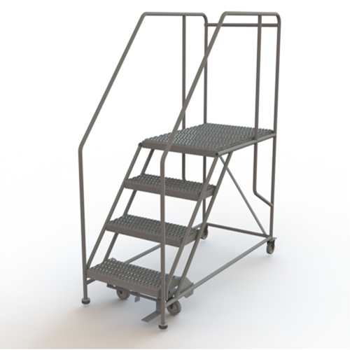 Mobile Work Platform, Steel, 4 Steps, 40" H, 35" D, 24" Step, Serrated Moffatt Supply & Specialties