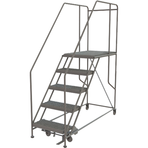 Mobile Work Platform, Steel, 5 Steps, 50" H, 35" D, 24" Step, Serrated Moffatt Supply & Specialties